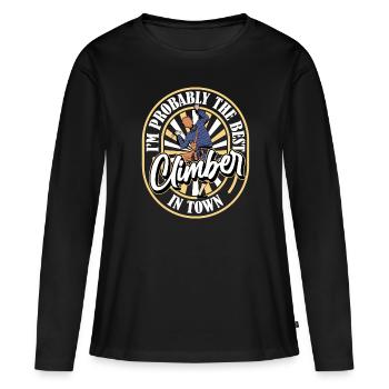 Grimpeurs grimpeurs drôles - T-shirt manches longues Premium bio Femme - noir - Devant - Julia (174cm)