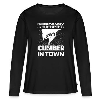 Grimpeur grimpeur drôle - T-shirt manches longues Premium bio Femme - noir - Devant - Julia (174cm)