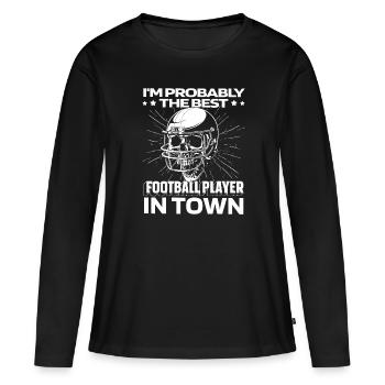 Crâne de football américain - T-shirt manches longues Premium bio Femme - noir - Devant - Julia (174cm)