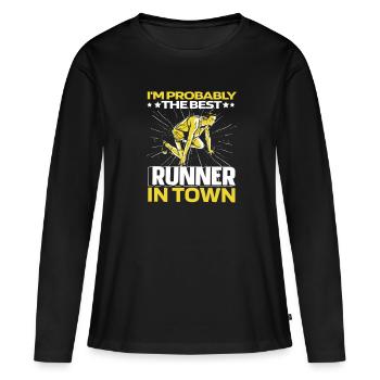 Coureur Joggeur Coureur Course drôle - T-shirt manches longues Premium bio Femme - noir - Devant - Julia (174cm)