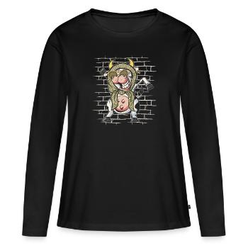 Élevage de vaches - T-shirt manches longues Premium bio Femme - noir - Devant - Julia (174cm)