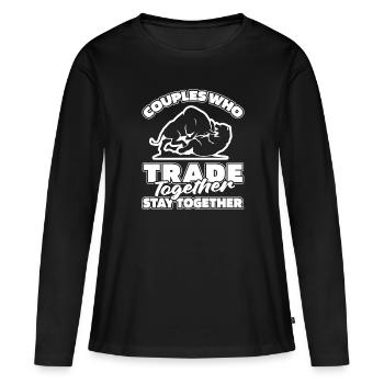 Paire Day Trading Day Trader - T-shirt manches longues Premium bio Femme - noir - Devant - Julia (174cm)