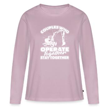 Excavator driver couple - Women's Premium Organic Long Sleeve Shirt - dusky pink - Front - Julia (174cm)