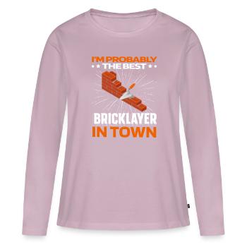 Brique de maçonnerie - T-shirt manches longues Premium bio Femme - rose poudré - Devant - Julia (174cm)