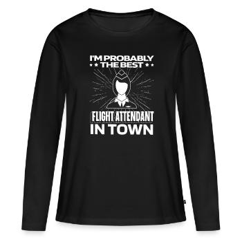 Hôtesse de l’air hôtesse de l’air Lustig - T-shirt manches longues Premium bio Femme - noir - Devant - Julia (174cm)