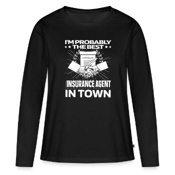 Conseiller en assurance Courtier d’assurance Lustig - T-shirt manches longues Premium bio Femme - noir - Devant - Julia (174cm)