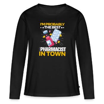 Pharmacie Pilules de pharmacien - T-shirt manches longues Premium bio Femme - noir - Devant - Julia (174cm)