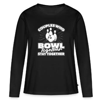 Bowling Bowlen Bowler Paar - Frauen Premium Bio Langarmshirt - Schwarz - Vorne - Julia (174cm)