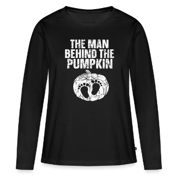 Halloween L’homme derrière la citrouille - T-shirt manches longues Premium bio Femme - noir - Devant - Julia (174cm)