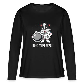 Honey Badger Ratel Astronaute J’ai besoin de plus d’espace - T-shirt manches longues Premium bio Femme - noir - Devant - Julia (174cm)