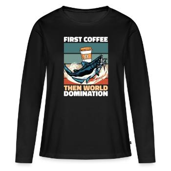 Wels Kaffee - Frauen Premium Bio Langarmshirt - Schwarz - Vorne - Julia (174cm)