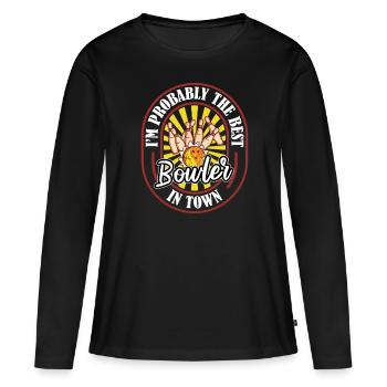 Bowling Bowlen Bowler Witzig - Frauen Premium Bio Langarmshirt - Schwarz - Vorne - Julia (174cm)