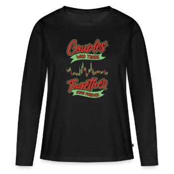 Paire Day Trading Day Trader - T-shirt manches longues Premium bio Femme - noir - Devant - Julia (174cm)
