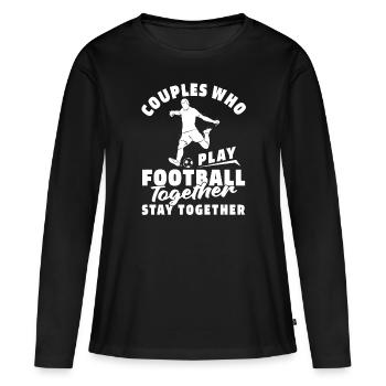 Couple de football américain - T-shirt manches longues Premium bio Femme - noir - Devant - Julia (174cm)