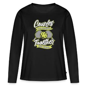 Paire de pickleball - T-shirt manches longues Premium bio Femme - noir - Devant - Julia (174cm)