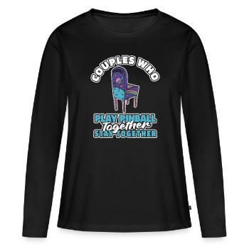 Paire de flippers - T-shirt manches longues Premium bio Femme - noir - Devant - Julia (174cm)