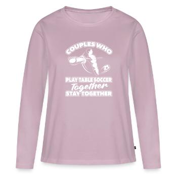 Paire de baby-foot - T-shirt manches longues Premium bio Femme - rose poudré - Devant - Julia (174cm)