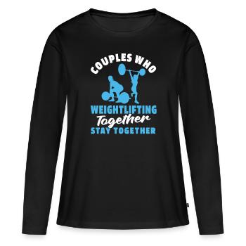 Paire d’haltérophilie - T-shirt manches longues Premium bio Femme - noir - Devant - Julia (174cm)