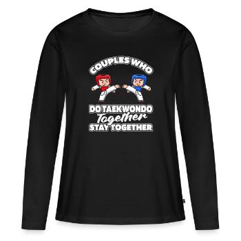 Paire de Taekwondo - T-shirt manches longues Premium bio Femme - noir - Devant - Julia (174cm)