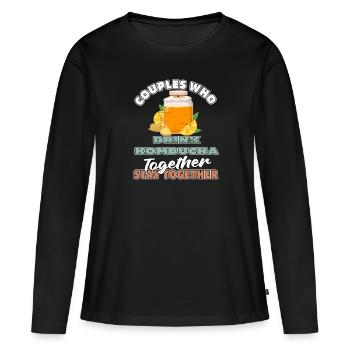 Paire de kombucha - T-shirt manches longues Premium bio Femme - noir - Devant - Julia (174cm)