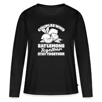 Paire de citrons - T-shirt manches longues Premium bio Femme - noir - Devant - Julia (174cm)
