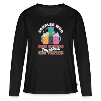 Paire de smoothies - T-shirt manches longues Premium bio Femme - noir - Devant - Julia (174cm)