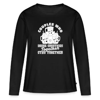 Paire de smoothies - T-shirt manches longues Premium bio Femme - noir - Devant - Julia (174cm)
