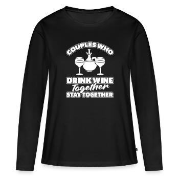 Couple de vignerons - T-shirt manches longues Premium bio Femme - noir - Devant - Julia (174cm)