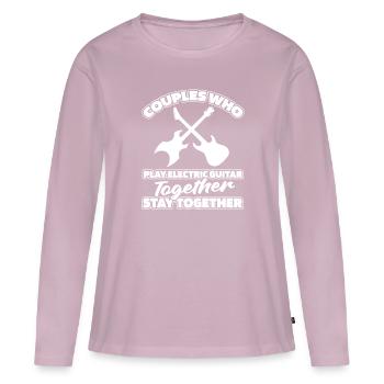 E Guitare Guitare Electrique Paire - T-shirt manches longues Premium bio Femme - rose poudré - Devant - Julia (174cm)