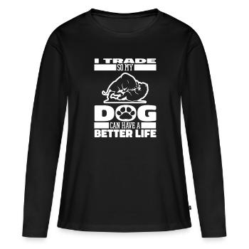 Day Trading Day Trader Chien - T-shirt manches longues Premium bio Femme - noir - Devant - Julia (174cm)