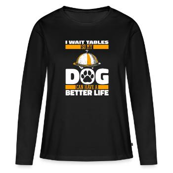 Serveur Serveuse Chien - T-shirt manches longues Premium bio Femme - noir - Devant - Julia (174cm)