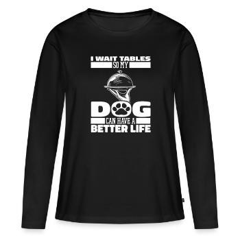 Serveur Serveuse Chien - T-shirt manches longues Premium bio Femme - noir - Devant - Julia (174cm)
