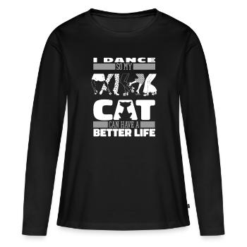 Professeur de danse chat - T-shirt manches longues Premium bio Femme - noir - Devant - Julia (174cm)