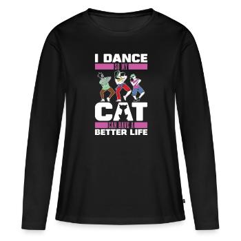 Professeur de danse chat - T-shirt manches longues Premium bio Femme - noir - Devant - Julia (174cm)
