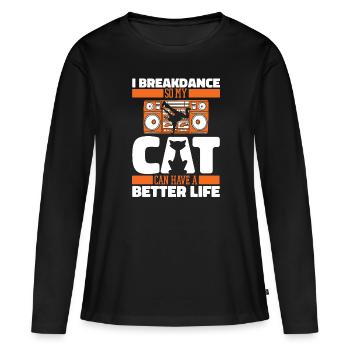 Breakdance Breakdancer Breakdance Chat - T-shirt manches longues Premium bio Femme - noir - Devant - Julia (174cm)