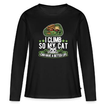 Grimpeur grimpeur chat - T-shirt manches longues Premium bio Femme - noir - Devant - Julia (174cm)