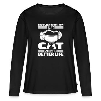 Ultramarathon Cat - Women's Premium Organic Long Sleeve Shirt - black - Front - Julia (174cm)