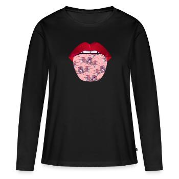 Drone Quadcopter Lips - Women's Premium Organic Long Sleeve Shirt - black - Front - Julia (174cm)