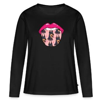 Lèvres de doberman - T-shirt manches longues Premium bio Femme - noir - Devant - Julia (174cm)