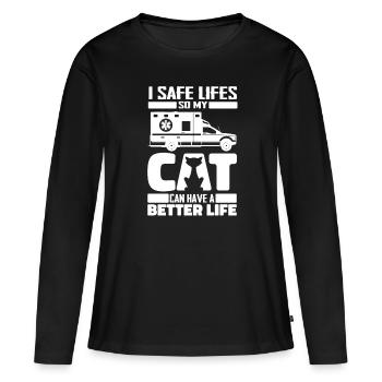 Service ambulancier paramédical Ambulancier Cat - T-shirt manches longues Premium bio Femme - noir - Devant - Julia (174cm)