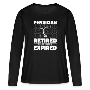 Médecin généraliste Médecin à la retraite - T-shirt manches longues Premium bio Femme - noir - Devant - Julia (174cm)