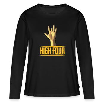 Prothèse haute à quatre mains - T-shirt manches longues Premium bio Femme - noir - Devant - Julia (174cm)