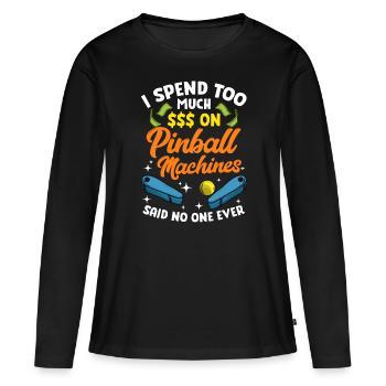 Je dépense trop en flipper - flipper - T-shirt manches longues Premium bio Femme - noir - Devant - Julia (174cm)