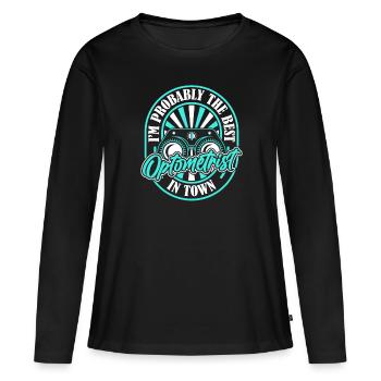 Opticiens Opticiens Phoroptères - T-shirt manches longues Premium bio Femme - noir - Devant - Julia (174cm)