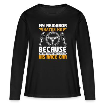 Mon voisin me déteste parce que mon bae sonne - - T-shirt manches longues Premium bio Femme - noir - Devant - Julia (174cm)