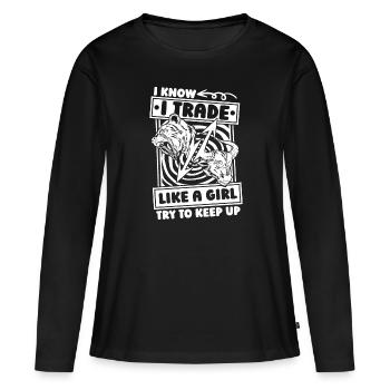Day Trading Day Trader Humour - T-shirt manches longues Premium bio Femme - noir - Devant - Julia (174cm)