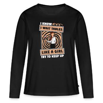 Waiter Waitress Lustig - Women's Premium Organic Long Sleeve Shirt - black - Front - Julia (174cm)