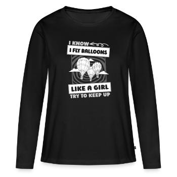 Plaisir de montgolfière - T-shirt manches longues Premium bio Femme - noir - Devant - Julia (174cm)