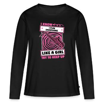 Saxophone Saxophone Girl - T-shirt manches longues Premium bio Femme - noir - Devant - Julia (174cm)