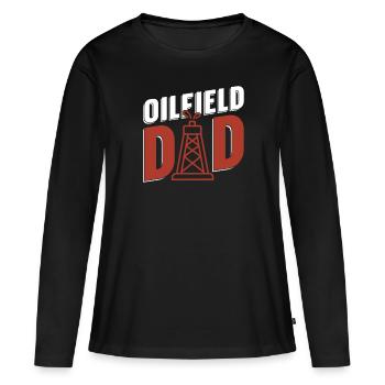Oil Field Oil Rig Père Oilfield Papa - T-shirt manches longues Premium bio Femme - noir - Devant - Julia (174cm)